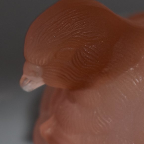 Heisey Frosted/Satin Pink Glass Robin on Basket Candy Dish - Picture 4 of 6